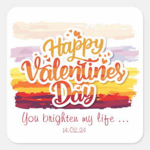 Adesivo Quadrado Citação Feliz Dia dos Namorados