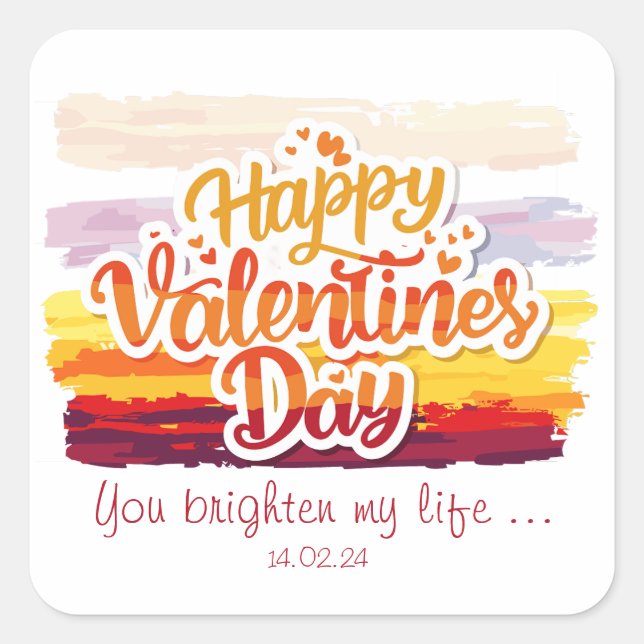 Adesivo Quadrado Citação Feliz Dia dos Namorados (Frente)