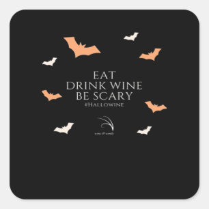 Adesivo Quadrado Citação Hallowine Dia das Bruxas Comer Beber