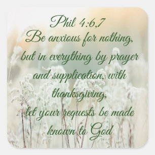 Adesivo Quadrado Citação Inspiracional de Bíblia Phil 4:6