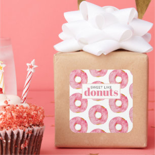 Adesivo Quadrado Citação Moderna Pink Watercolor Sweet Like Rosqu