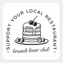 Adesivo Quadrado Citações de amantes de panquecas de Brunch