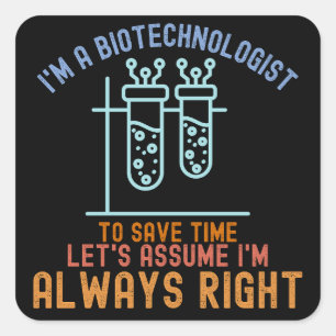 Adesivo Quadrado Citações de Biotecnologia, Estudante de Biotecnolo