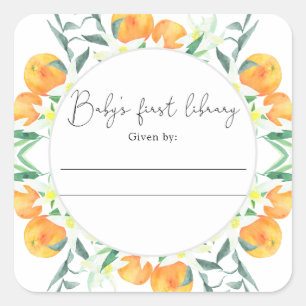 Adesivo Quadrado Citros - Chá de fraldas, livros para bebê