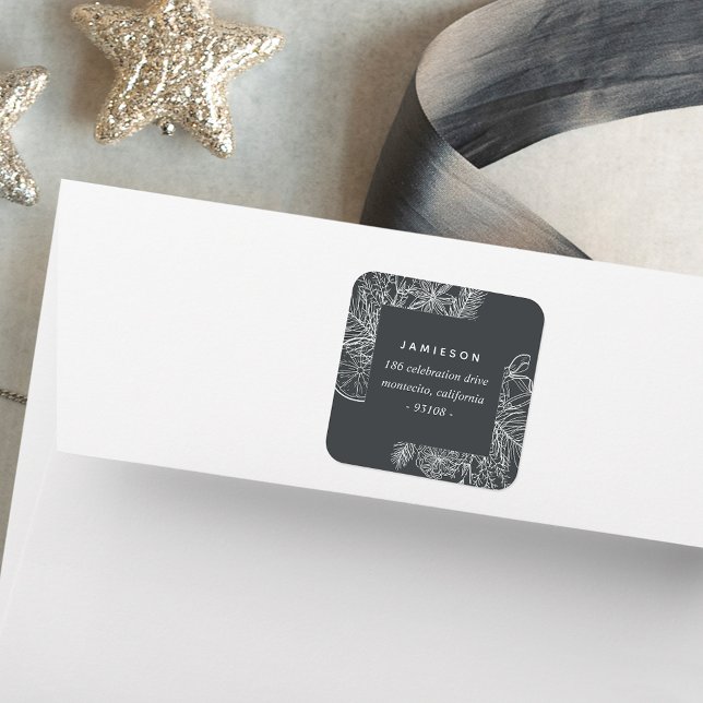 Adesivo Quadrado Citros e especiarias | Endereço para devolução de  (Criador carregado)