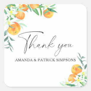 Adesivo Quadrado Citrus - Agradecimento de Casamento