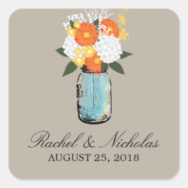 Adesivo Quadrado Citrus Bloom Mason Jar | Casamento