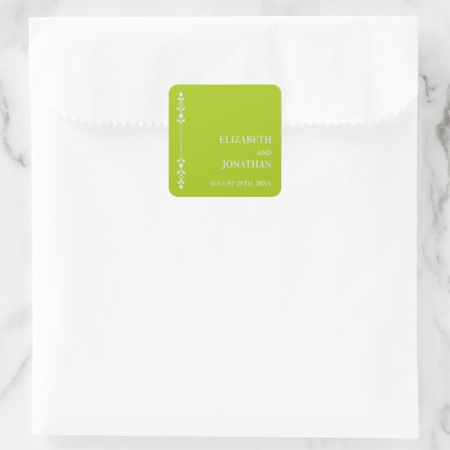 Adesivo Quadrado Citrus Green & Coastal Blue Wedding (Bolsa)