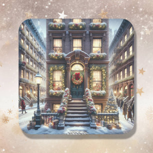 Adesivo Quadrado City Brownstone no Natal
