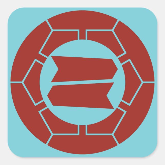 Adesivo Quadrado Clã kamon Hattori em vermelho (Frente)