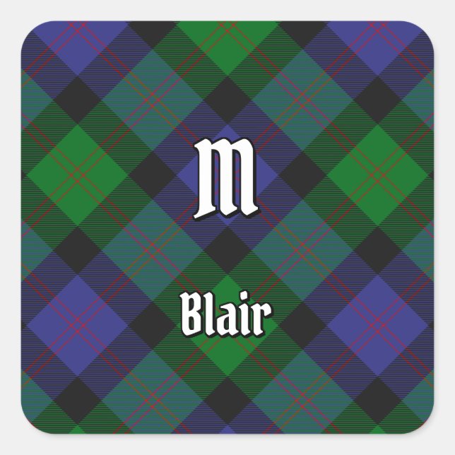 Adesivo Quadrado Clan Blair Tartan Square Sticker (Frente)