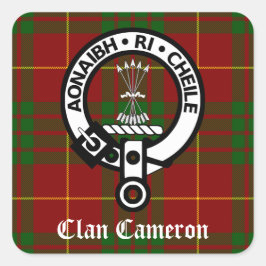 Adesivo Quadrado Clan Cameron Crest & Tartan