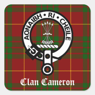 Adesivo Quadrado Clan Cameron Crest & Tartan