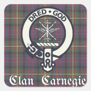 Adesivo Quadrado Clan Carnegie Crest Tartan