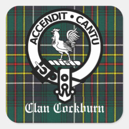 Adesivo Quadrado Clan Cockburn Crest Crachá e Tartan