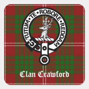 Adesivo Quadrado Clan Crawford Crest Tartan