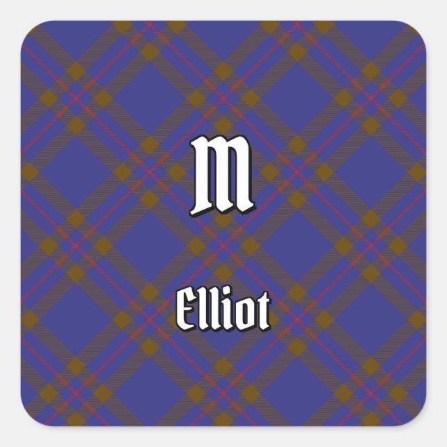 Adesivo Quadrado Clan Elliot Modern Tartan Square Sticker (Frente)