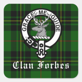 Adesivo Quadrado Clan Forbes Tartan e Crachá Crest