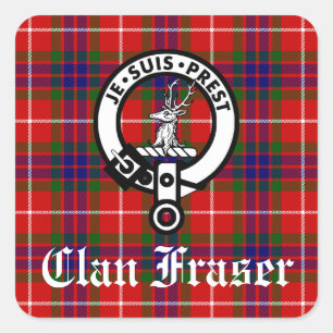 Adesivo Quadrado Clan Fraser Crest Crachá e Tartan