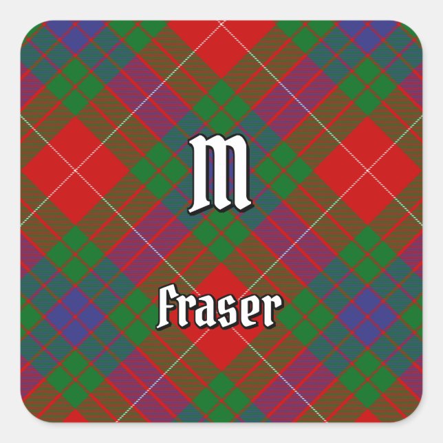 Adesivo Quadrado Clan Fraser Tartan Square Sticker (Frente)
