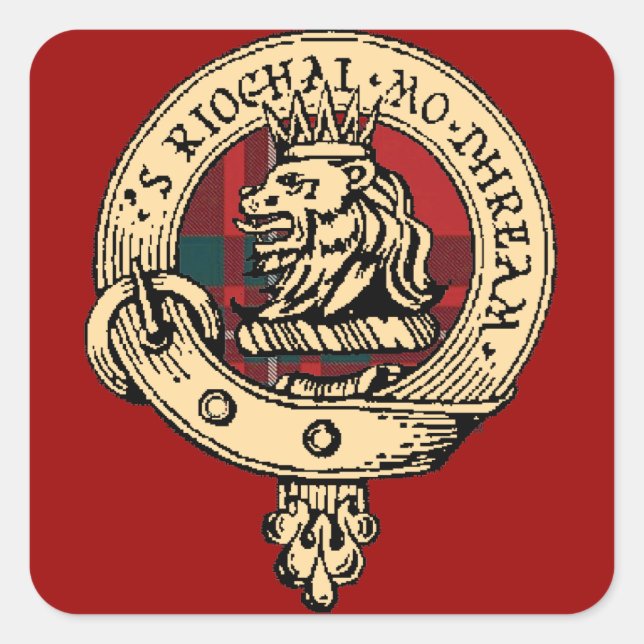 Adesivo Quadrado Clan Gregor Crachá Tartan Sticker Vermelho (Frente)