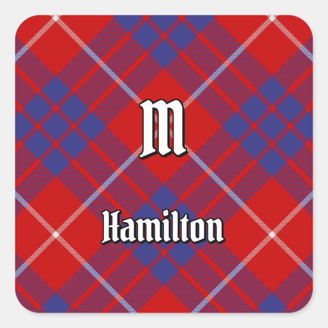 Adesivo Quadrado Clan Hamilton Red Tartan Square Sticker (Frente)