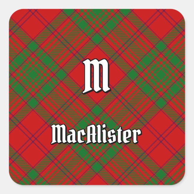 Adesivo Quadrado Clan MacAlister de Glenbarr Tartan (Frente)