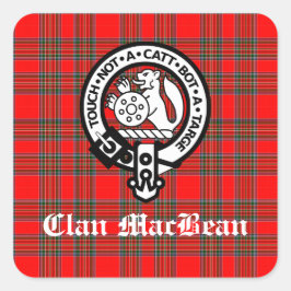 Adesivo Quadrado Clan MacBean Crest Crachá e Tartan
