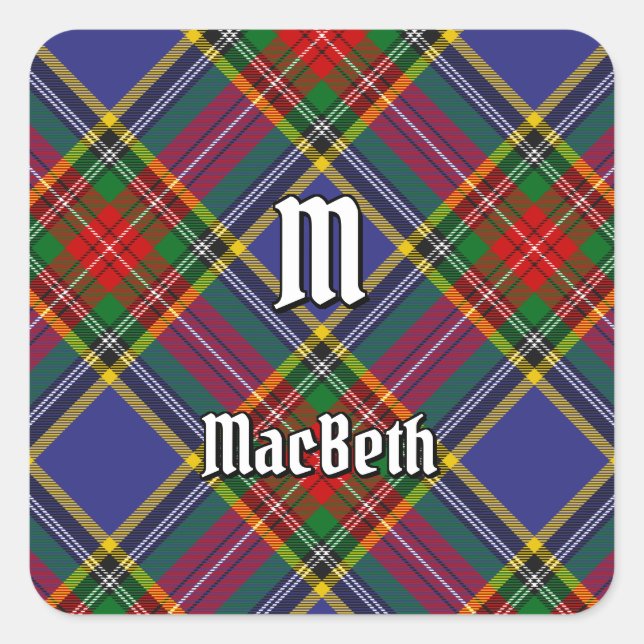 Adesivo Quadrado Clan MacBeth Tartan Square Sticker (Frente)