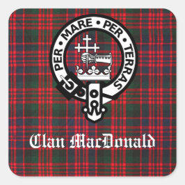 Adesivo Quadrado Clan MacDonald Crest e Modern Tartan