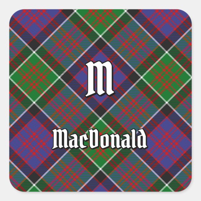 Adesivo Quadrado Clan MacDonald do Clanranald Tartan Square Sticker (Frente)