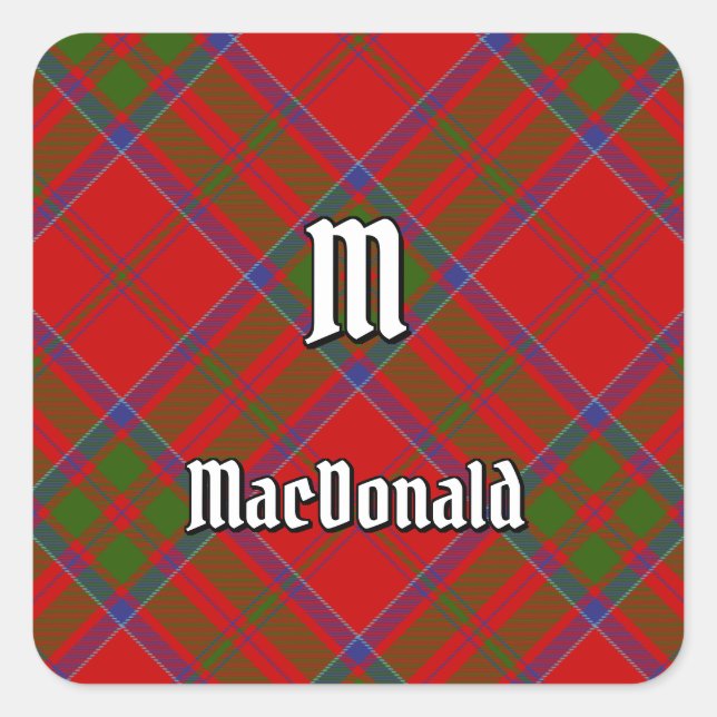 Adesivo Quadrado Clan MacDonald do Keppoch Tartan Square Sticker (Frente)