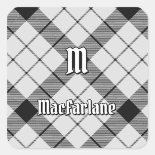Adesivo Quadrado Clan MacFarlane Black and White Tartan