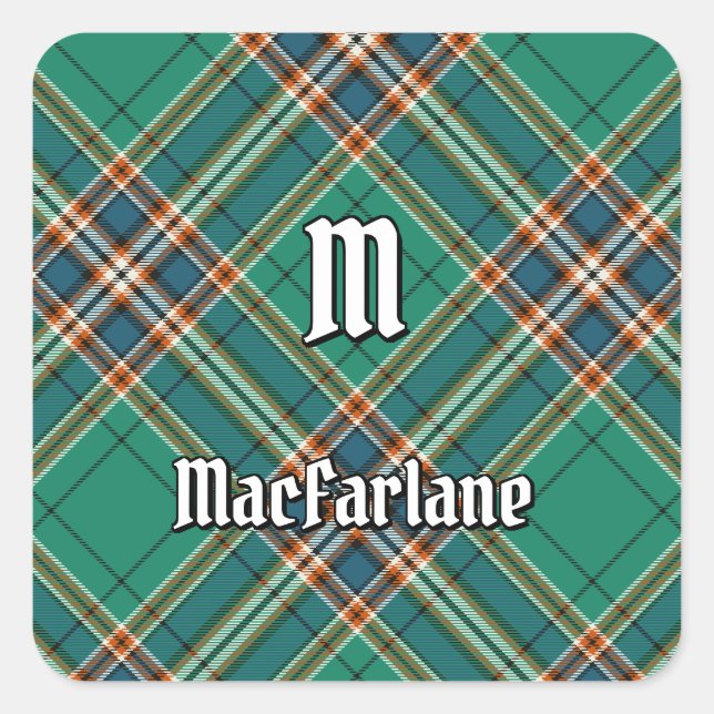 Adesivo Quadrado Clan MacFarlane Caça Antigo Tartan (Frente)