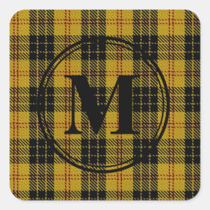 Adesivo Quadrado Clan MacLeod Tartan Negro Monograma