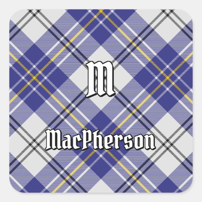 Adesivo Quadrado Clan MacPherson Blue Dress Tartan Square Sticker (Frente)