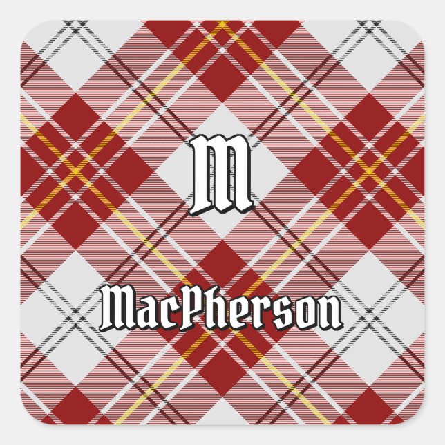 Adesivo Quadrado Clan MacPherson Red Dress Tartan Square Sticker (Frente)