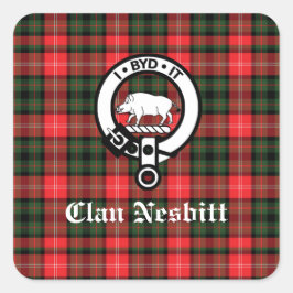 Adesivo Quadrado Clan Nesbitt Crest Crachá e Tartan Personalizado