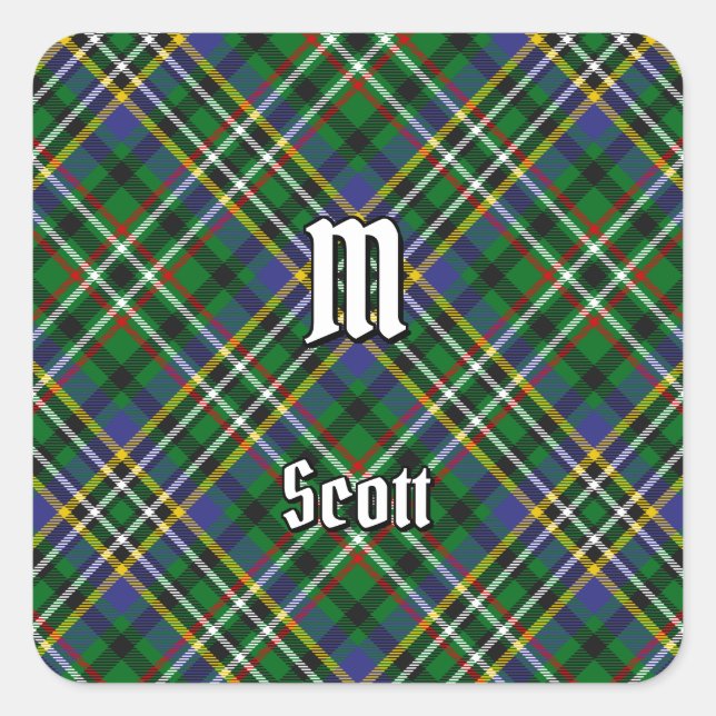 Adesivo Quadrado Clan Scott Green Tartan Square Sticker (Frente)