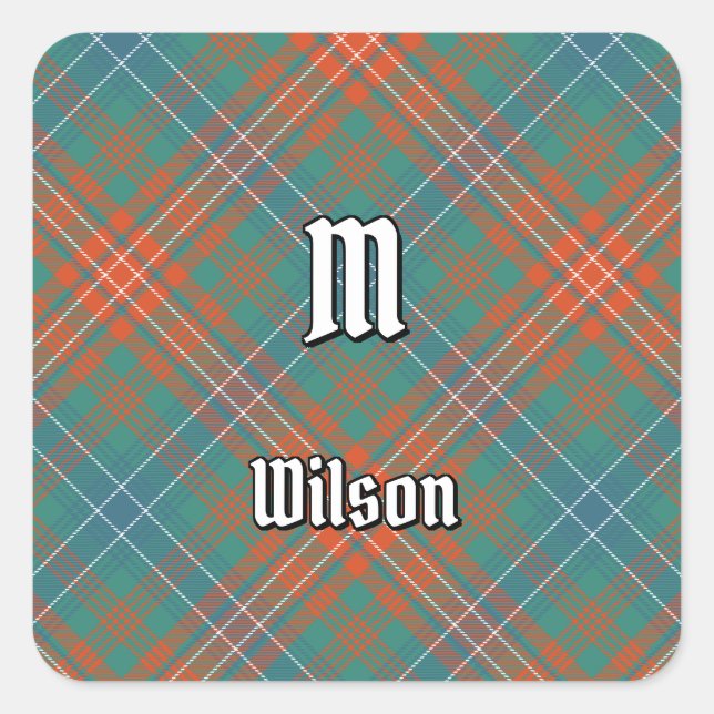 Adesivo Quadrado Clan Wilson Antigo Tartan (Frente)