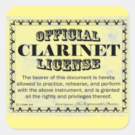 Adesivo Quadrado Clarinet License Square Sticker