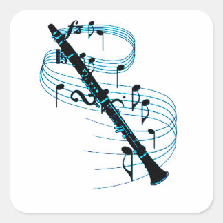 Adesivo Quadrado Clarinete