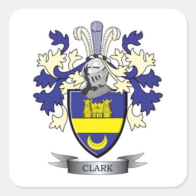 Adesivo Quadrado Clark Family Crest Casaco de Armas (Frente)
