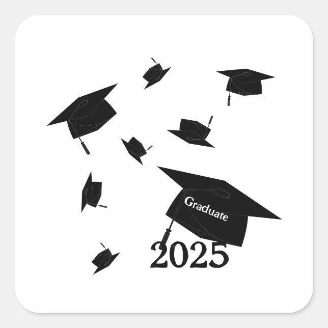 Adesivo Quadrado Class of 2025 grad cap  (Frente)