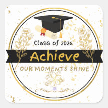 Class of 2026 Graduation Gold Floral Sticker