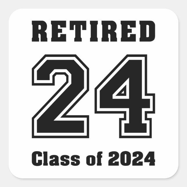 Adesivo Quadrado Classe aposentada de esporte coletivo de 2024 (Frente)