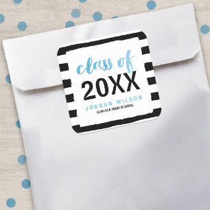 Adesivo Quadrado Classe Azul de Stripes Negras de 2021