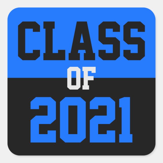 Adesivo Quadrado Classe Azul e Preta de Graduação 2024 (Frente)
