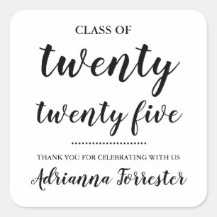 Adesivo Quadrado Classe De 2025   Formando Bold Script Obrigado