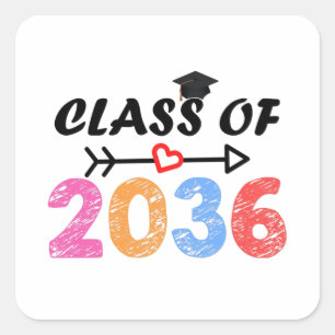 Adesivo Quadrado Classe de 2036 de volta à pré-escola de graduaç